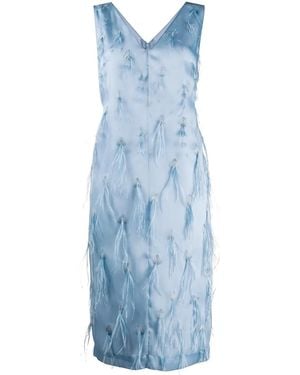 PUCCI Feather Embroidery Midi Dress - Blue