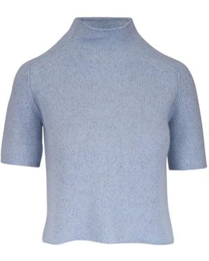 Lisa Yang Fride high-neck short-sleeve sweater - Azul