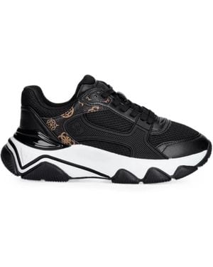 Guess Logo-Print Chunky-Sole Sneakers - Black