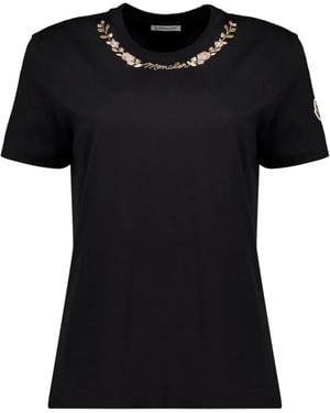 Moncler Embroidered-Logo T-Shirt - Black