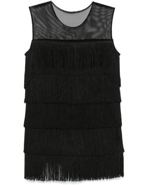 Norma Kamali Sleeveless Minidress With Fringes - Black