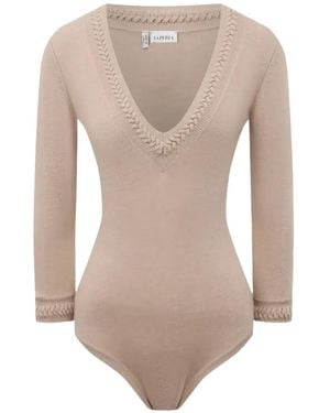 La Perla Braid-Trimmed V-Neck Bodysuit - White
