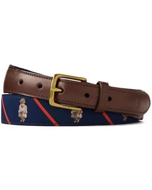 Polo Ralph Lauren Polo Bear Ribbon-Striped Belt - White
