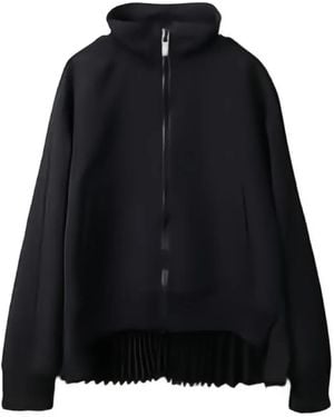 Sacai Pleated-Back Matelassé Jacket - Black