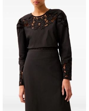 Marie Oliver Dori Lace Long-Sleeve Blouse - Black