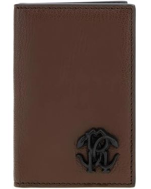 Roberto Cavalli Portemonnaie Mit Logo-Schild - Braun