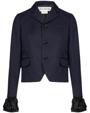 Comme des Garçons Ruffle-Trimmed Blazer Jacket - Blue