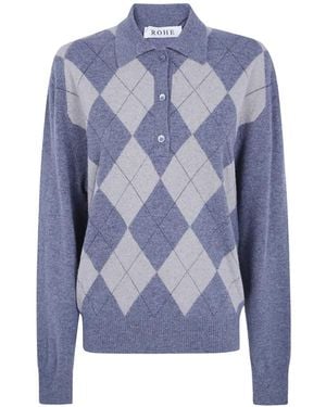 Rohe Argyle-Knit Wool Sweater - Blue