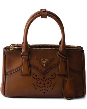 Prada Mini Galleria Leather Tote Bag - Brown