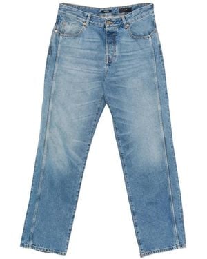 Balmain Vaqueros Anchos Con Logo Bordado - Azul