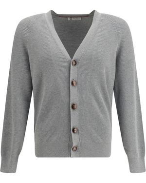 Brunello Cucinelli Cardigan mit V-Ausschnitt - Grau