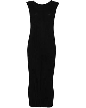 Issey Miyake Ribbed Sleeveless Midi Dress - Black