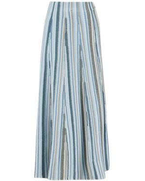 Barbour Josie Knitted-Stripe Midi Skirt - Blue