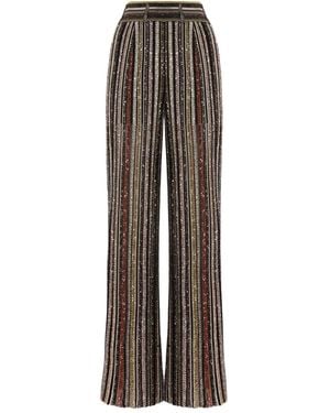 Missoni Wide-Leg Striped Pants With Textured Metallic Finish - Brown