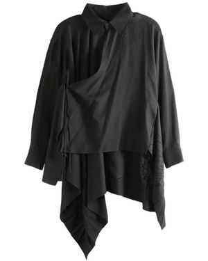 Yohji Yamamoto Asymmetric Handkerchief-Hem Shirt - Black