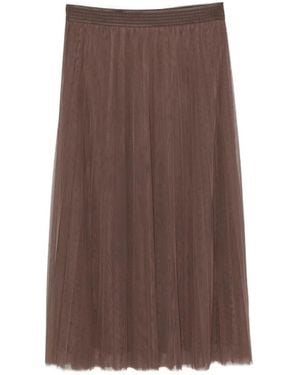 Betty Barclay Pleated Mesh Midi Skirt - Brown