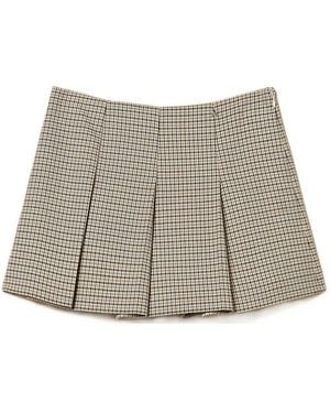 Twinset Houndstooth Pleated Mini Skirt - Gray