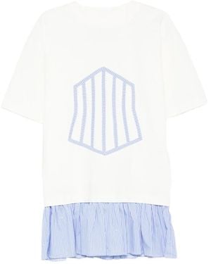 Hamza Gerüschtes Minikleid mit geometrischer Stickerei - Weiß