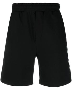 Helmut Lang Logo-Print Cotton Track Shorts - Black