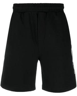 Helmut Lang Logo-Print Cotton Track Shorts - Black
