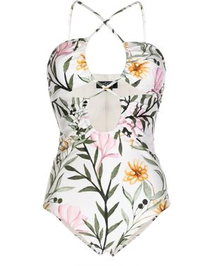 PATBO Jasmine Lace-Up Cut-Out Swimsuit - White