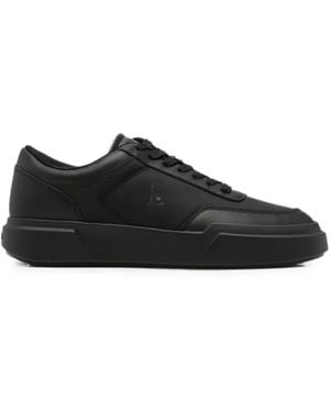 Calvin Klein Logo-Print Leather Trainers - Black