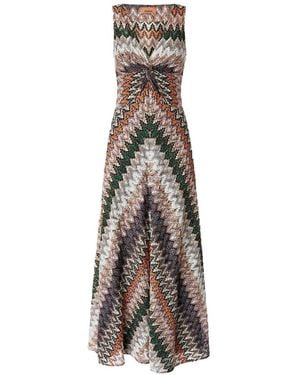 Missoni Long Dress With V-Neck And Pattern - White