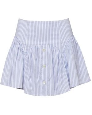Fleur du Mal Poplin Garter Striped Mini Skirt - White