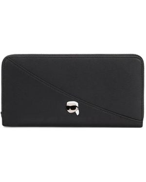 KARL LAGERFELD Ikon Elongated Faux-Leather Wallet - Black