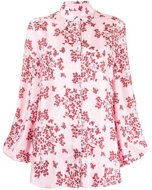 Macgraw Story Printed Silk Blouse - Red