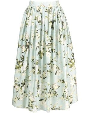Erdem Floral-Print Pleated Midi Skirt - White