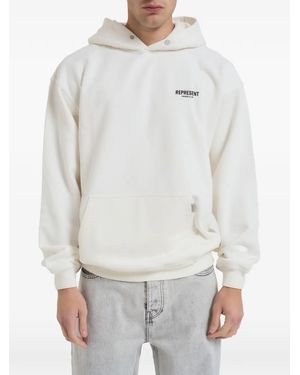 Represent Logo-Print Hoodie - White