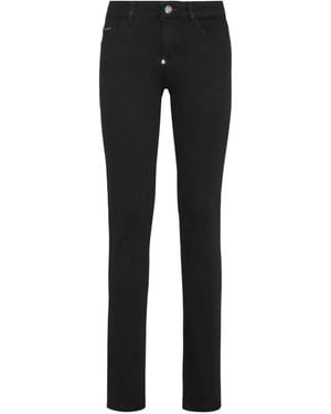 Philipp Plein Vaqueros Slim Con Placa Del Logo - Negro