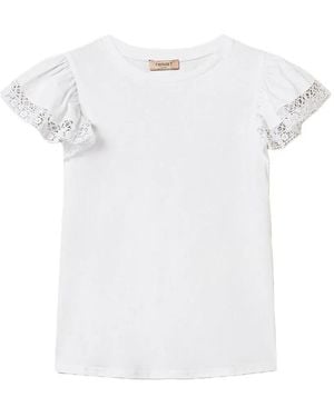 Twinset Lace-Trim Short-Sleeves T-Shirt - White