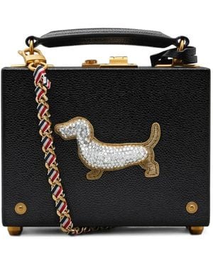 Thom Browne Maletín Hector Micro De Piel Granulada - Negro