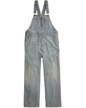 RRL Hickory-Stripe Dungarees - Blue