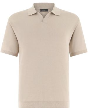 BOGGI Polo En Maille À Col Ouvert - Natural