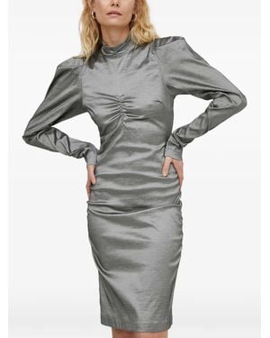 Gestuz Ruched-Detail Puff-Sleeve Mini Dress - Grey