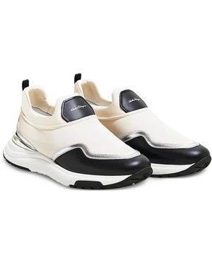Ferragamo Sneakers Senza Lacci Con Inserti - Bianco