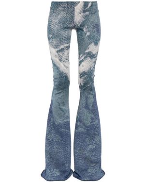 Roberto Cavalli Patterned-Jacquard Glitter Flared Trousers - Blue