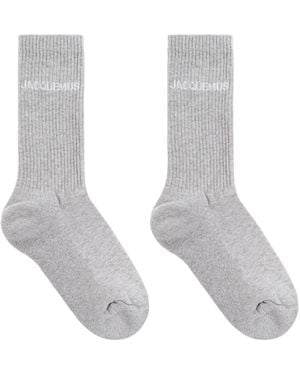 Jacquemus Ribbed Socks With Embroidered Logo - White