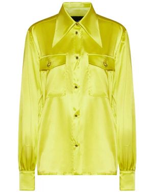John Richmond Camisa De Satén Con Bolsillo De Solapa - Amarillo