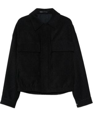 Giorgio Armani Waffle-Knit Chest-Pocket Jacket - Black