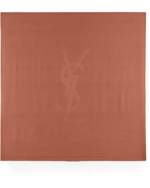 Saint Laurent Cassandre Square Scarf - Brown