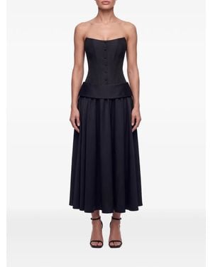 POST MERIDIEM Buttoned Corset And Midi Skirt Set - Blue