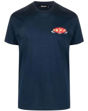 DSquared² Logo-Print T-Shirt - Blue