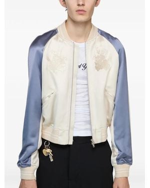 Acne Studios Logo-Embroidered Bomber Jacket - White