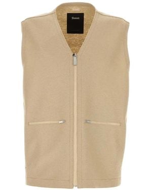 Herno Laminar Zip-Up Gilet - Natural