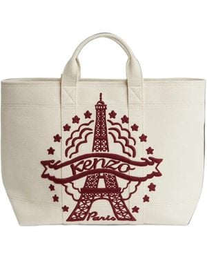 KENZO Large Logo-Embroidered Tote Bag - Pink