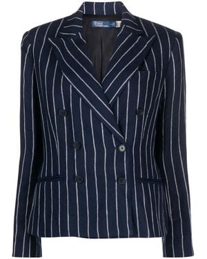 Polo Ralph Lauren Double-breasted Peak-lapel Linen Blazer - Blue